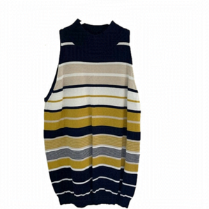 IROA Mock Neck Sweater Tank Top, Multi Colour Strips, Size S